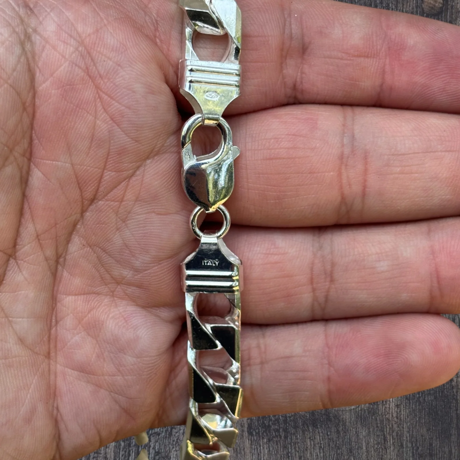 925 Sterling Silver 10mm Square Curb Chain Necklace - Image 6