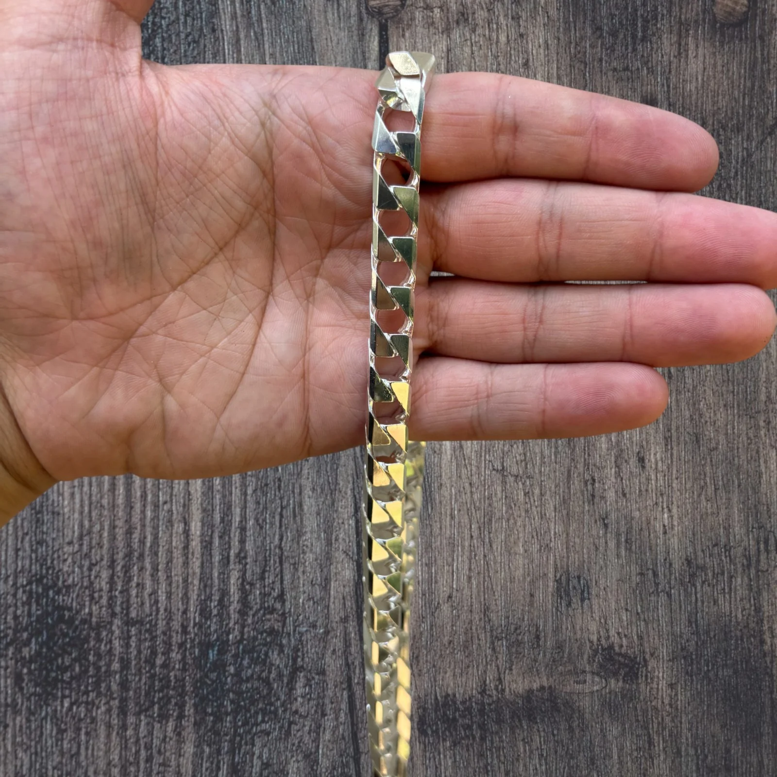 925 Sterling Silver 10mm Square Curb Chain Necklace - Image 7