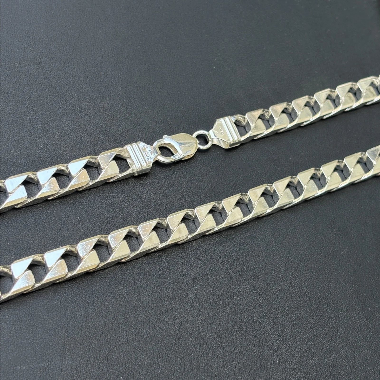 925 Sterling Silver 10mm Square Curb Chain Necklace - Image 8
