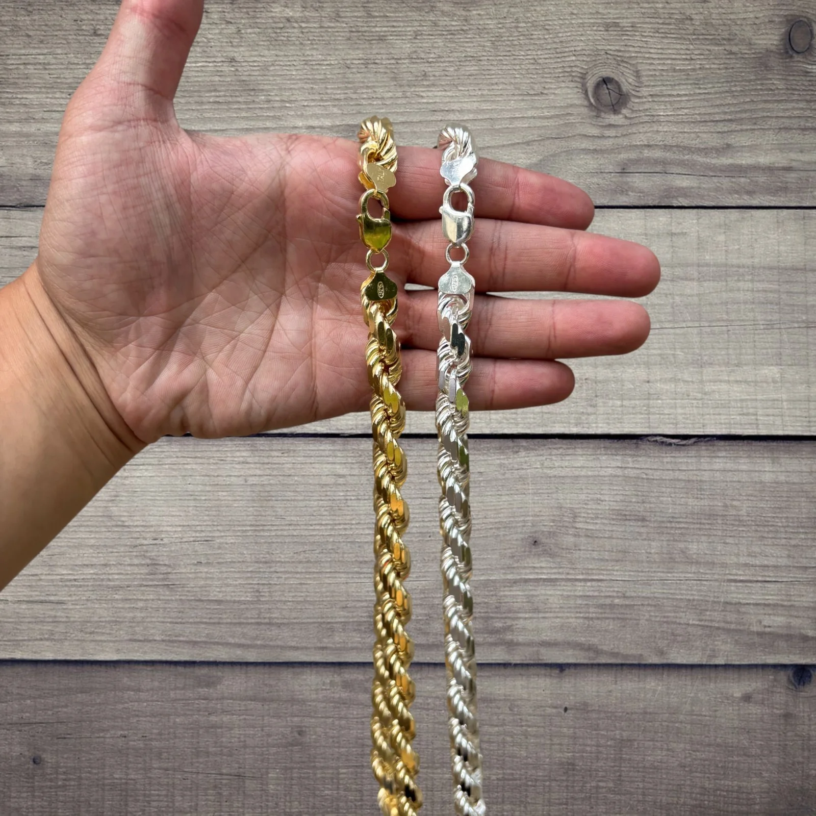 925 Sterling Silver 11mm Diamond Cut Rope Chain Necklace - Image 4