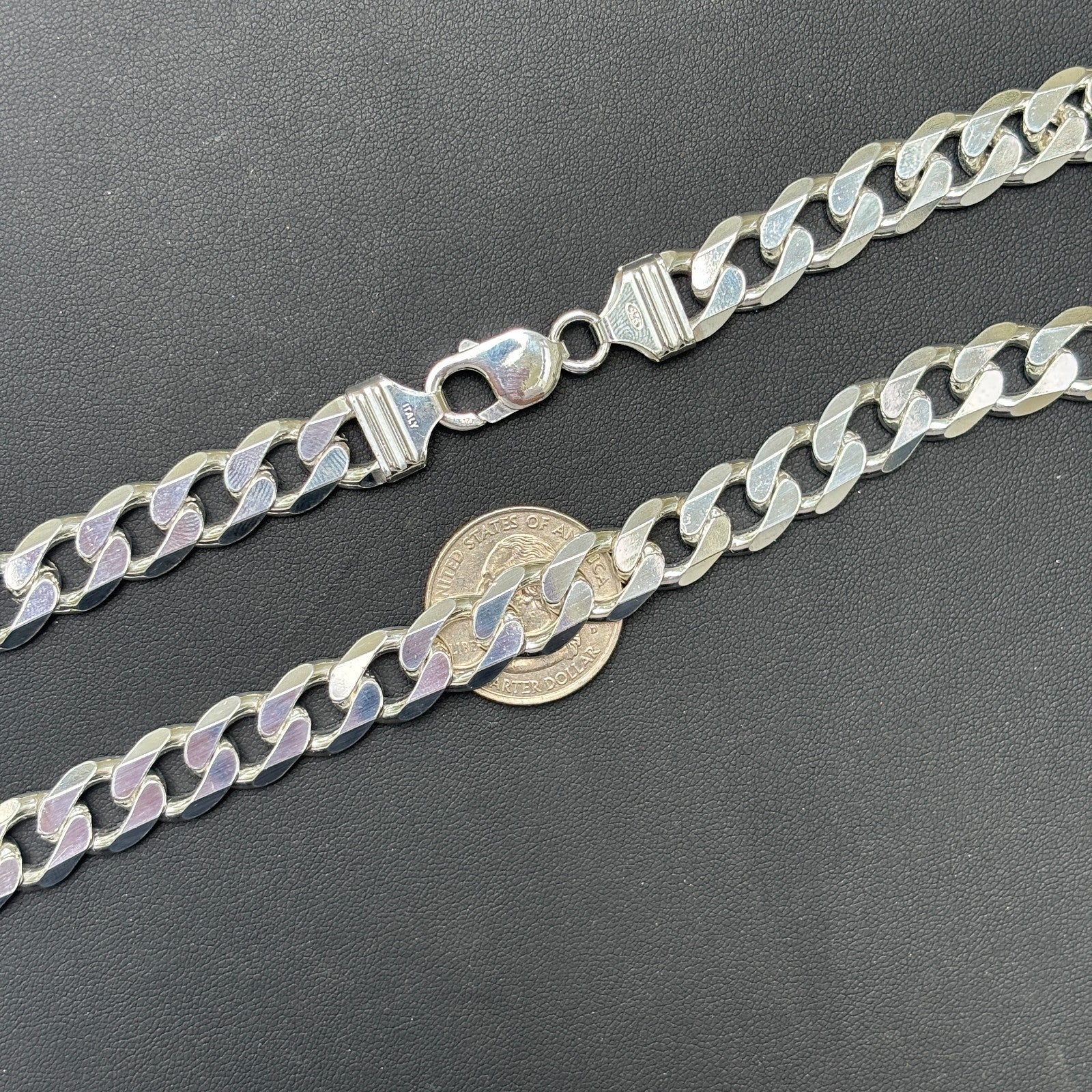 925 Sterling Silver 12mm Curb Chain Necklace - Image 11