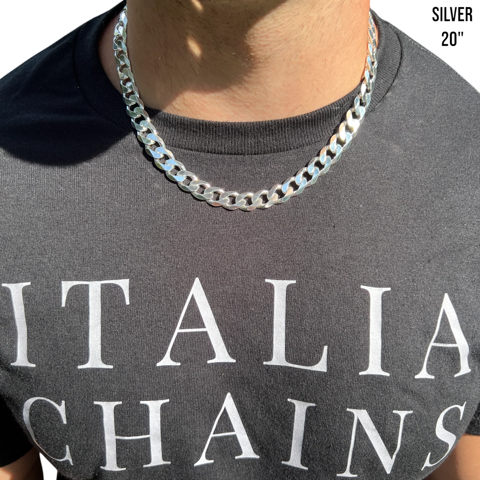 925 Sterling Silver 12mm Curb Chain Necklace - Image 12