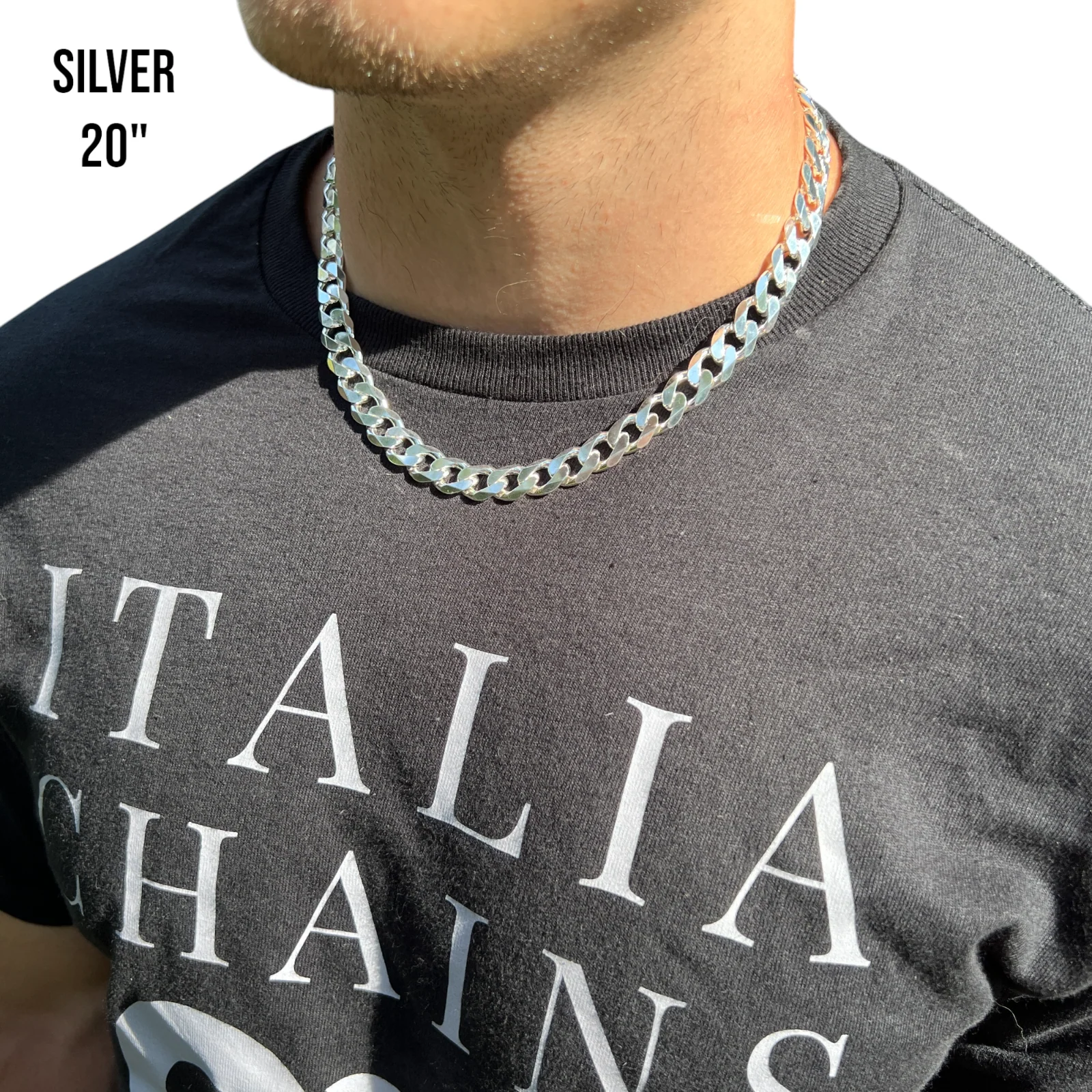 925 Sterling Silver 12mm Curb Chain Necklace - Image 13