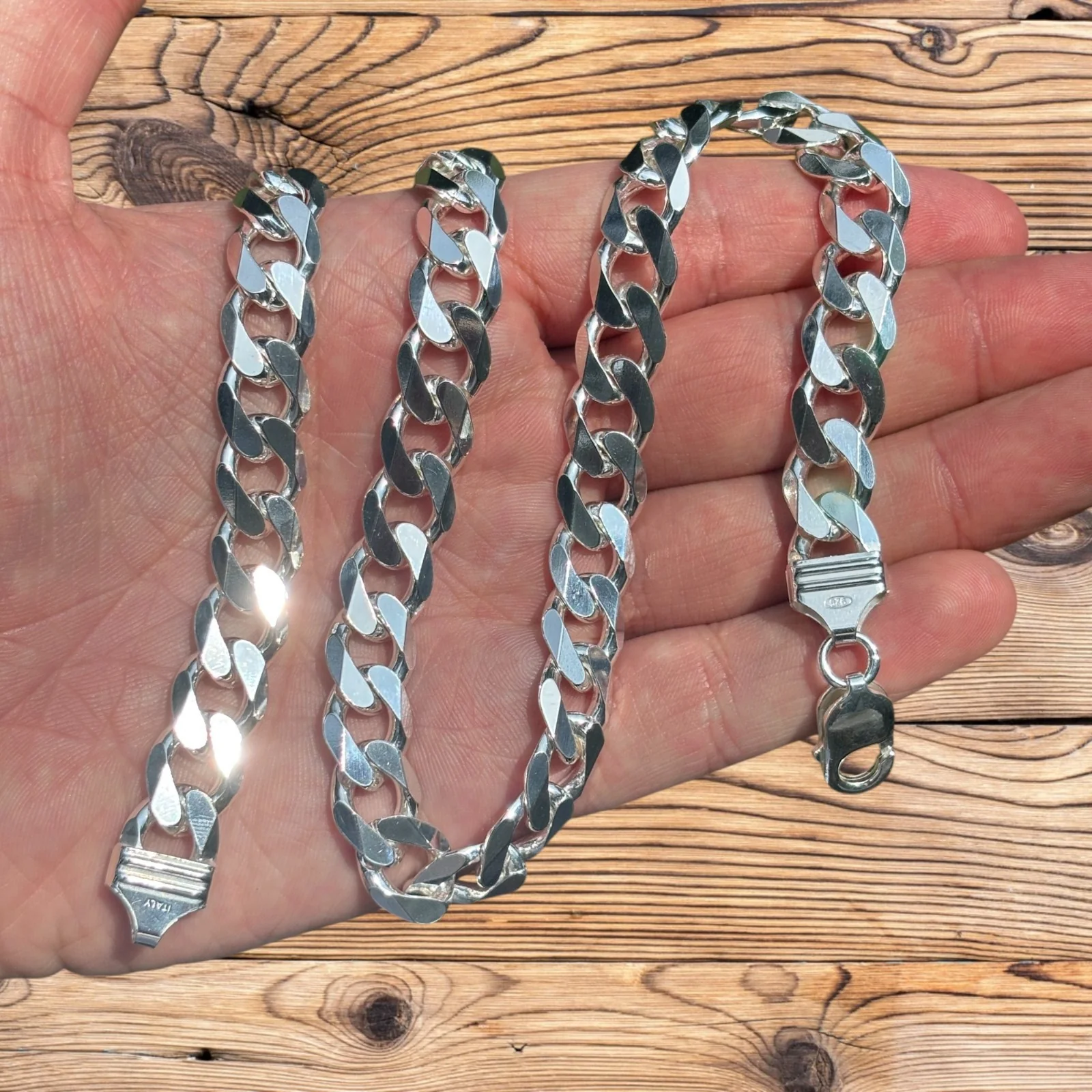 925 Sterling Silver 12mm Curb Chain Necklace - Image 5