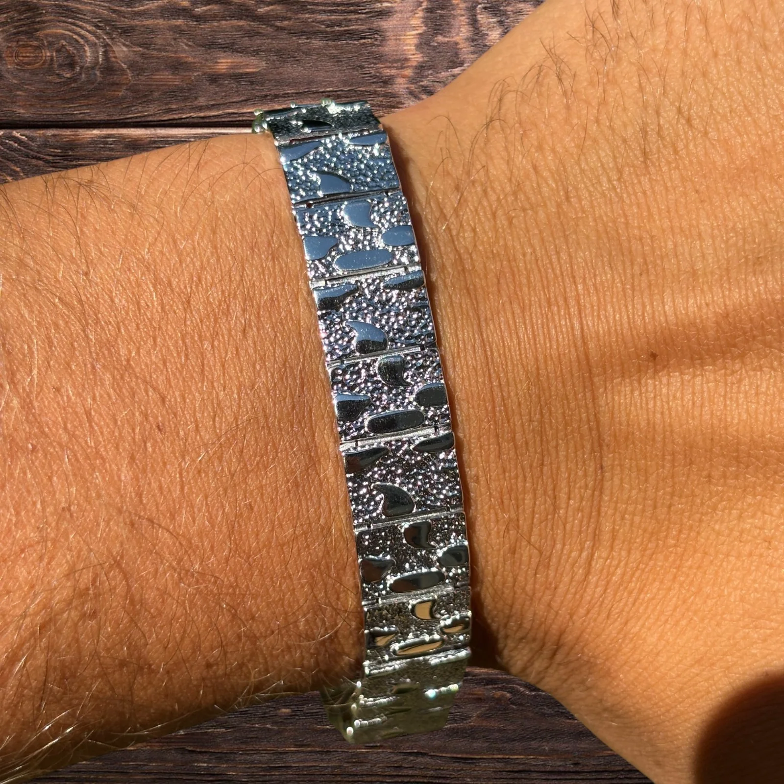 925 Sterling Silver 12mm Custom Nugget Link Bracelet - Image 7