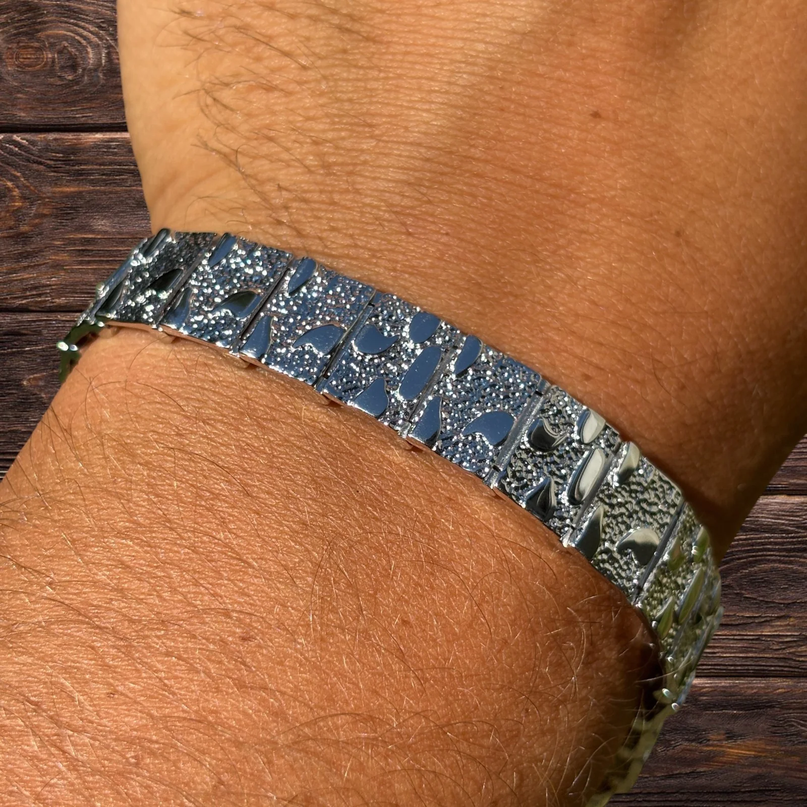 925 Sterling Silver 12mm Custom Nugget Link Bracelet - Image 8