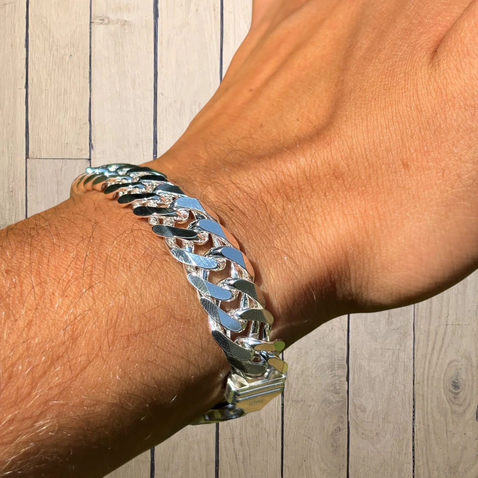 925 Sterling Silver 12mm Double Curb Bracelet - Image 10