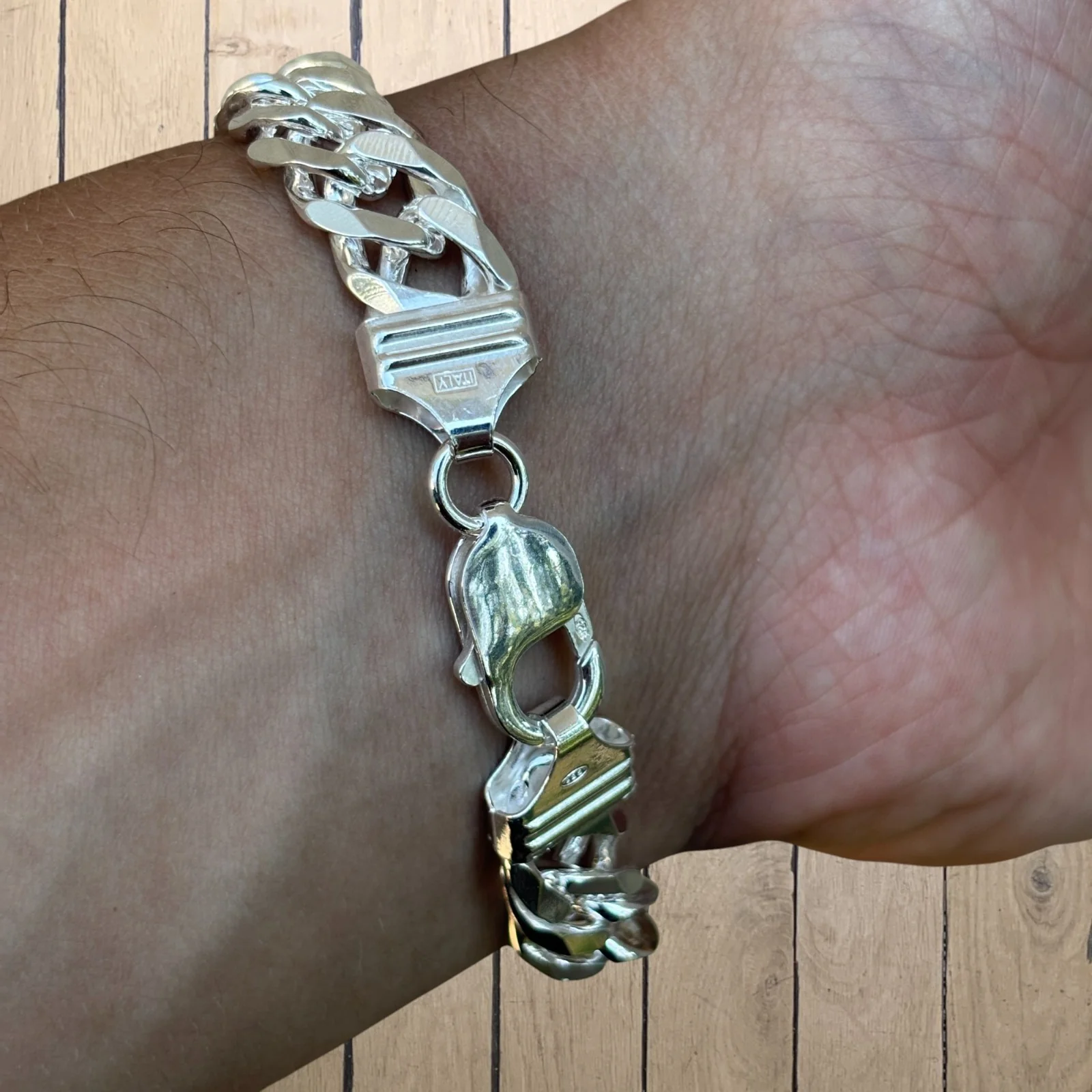 925 Sterling Silver 12mm Double Curb Bracelet - Image 17