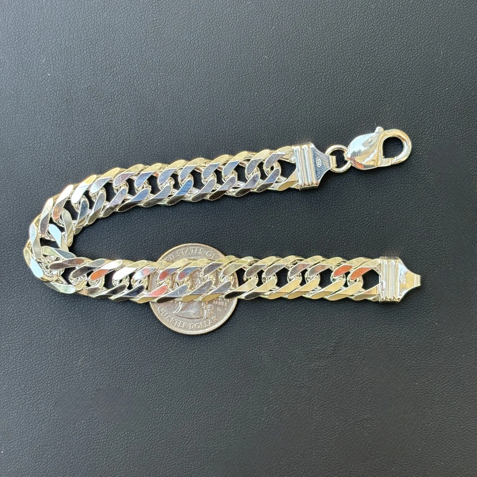 925 Sterling Silver 12mm Double Curb Bracelet - Image 19