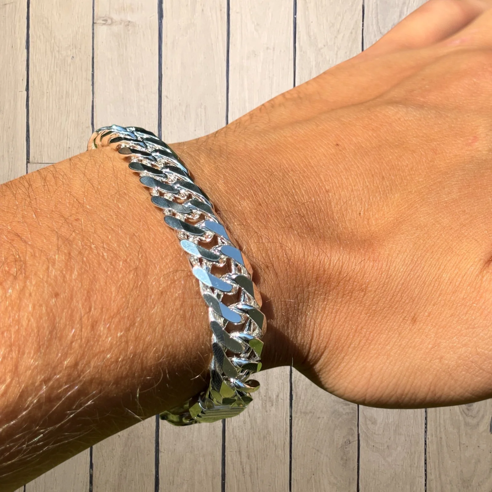 925 Sterling Silver 12mm Double Curb Bracelet - Image 5