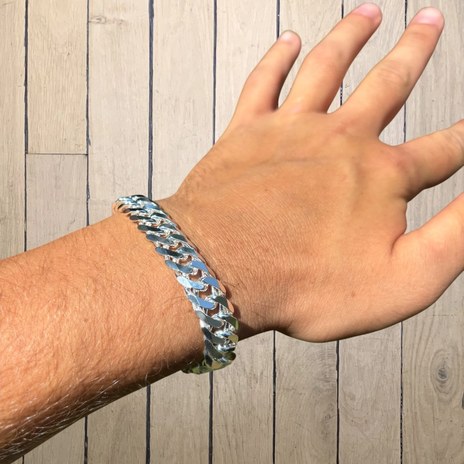 925 Sterling Silver 12mm Double Curb Bracelet - Image 7