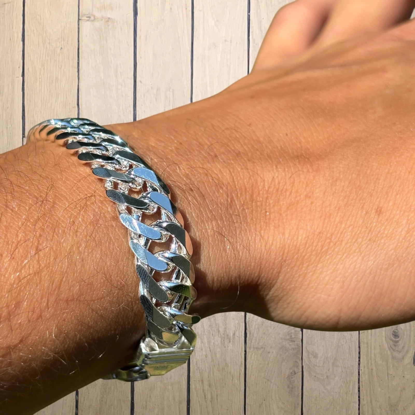 925 Sterling Silver 12mm Double Curb Bracelet - Image 8