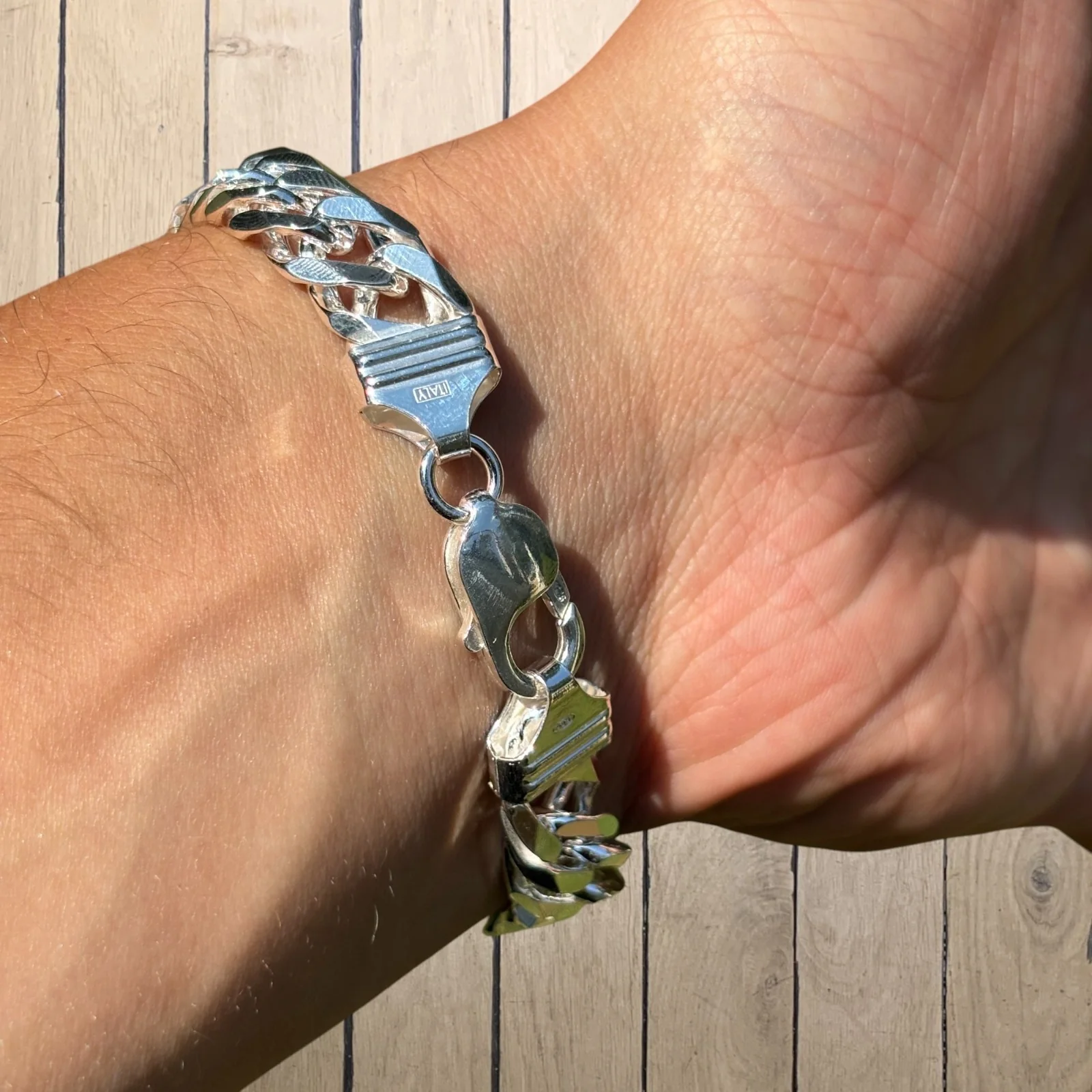 925 Sterling Silver 12mm Double Curb Bracelet - Image 9