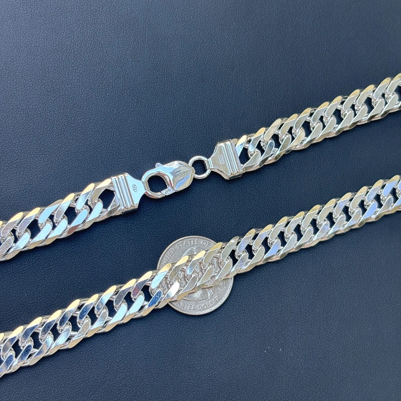 925 Sterling Silver 12mm Double Curb Chain Necklace - Image 10