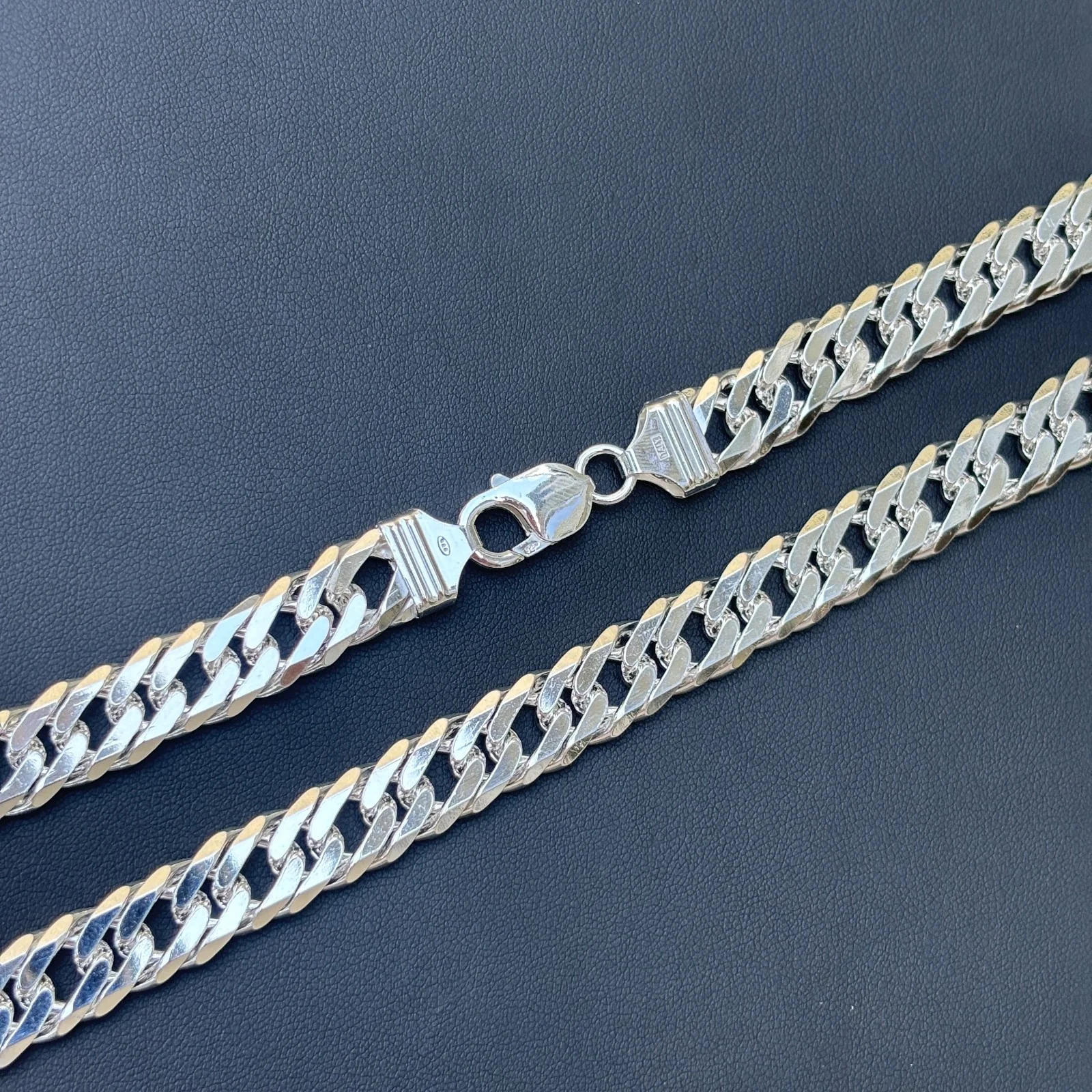 925 Sterling Silver 12mm Double Curb Chain Necklace - Image 2
