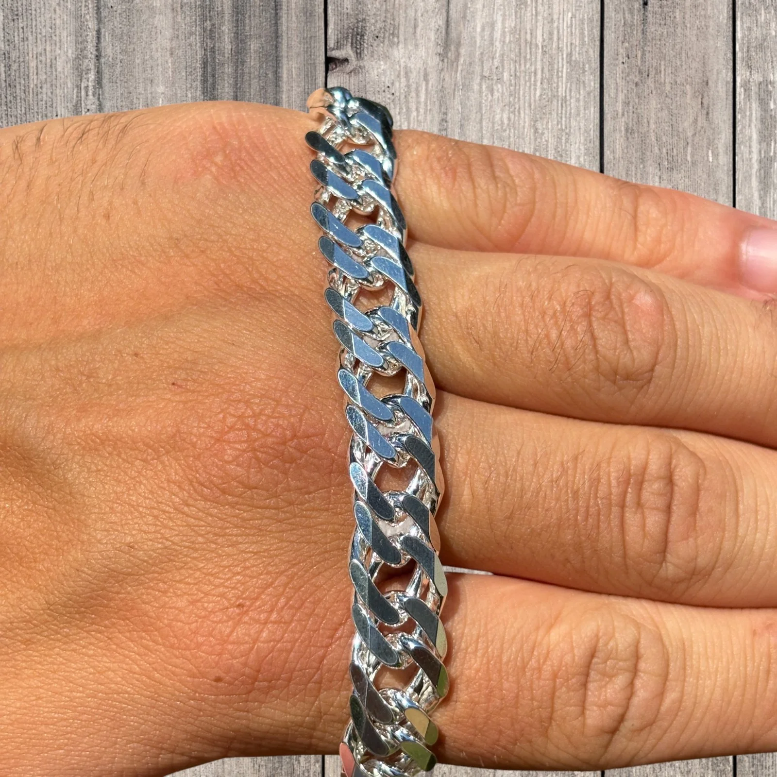925 Sterling Silver 12mm Double Curb Chain Necklace - Image 3