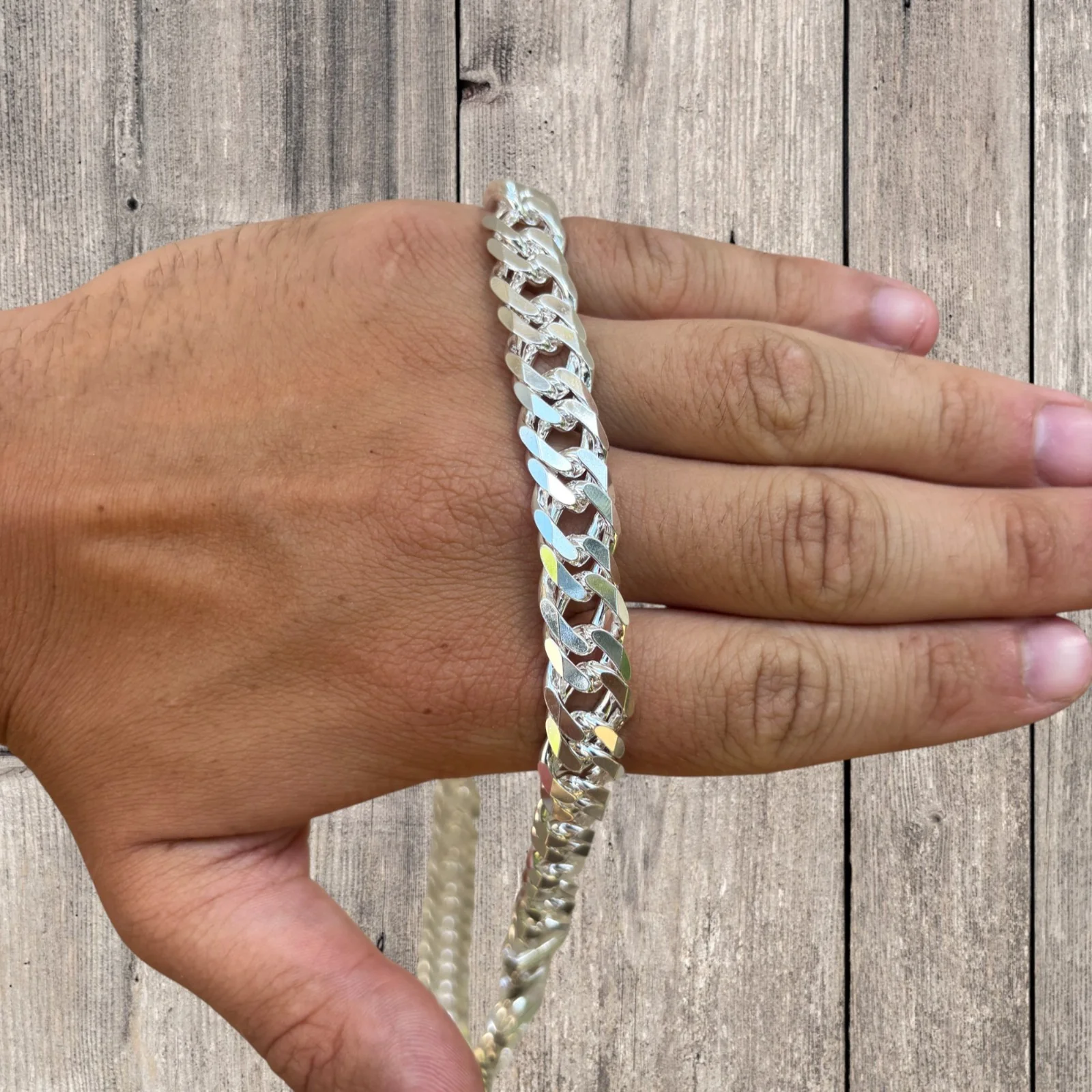925 Sterling Silver 12mm Double Curb Chain Necklace - Image 7