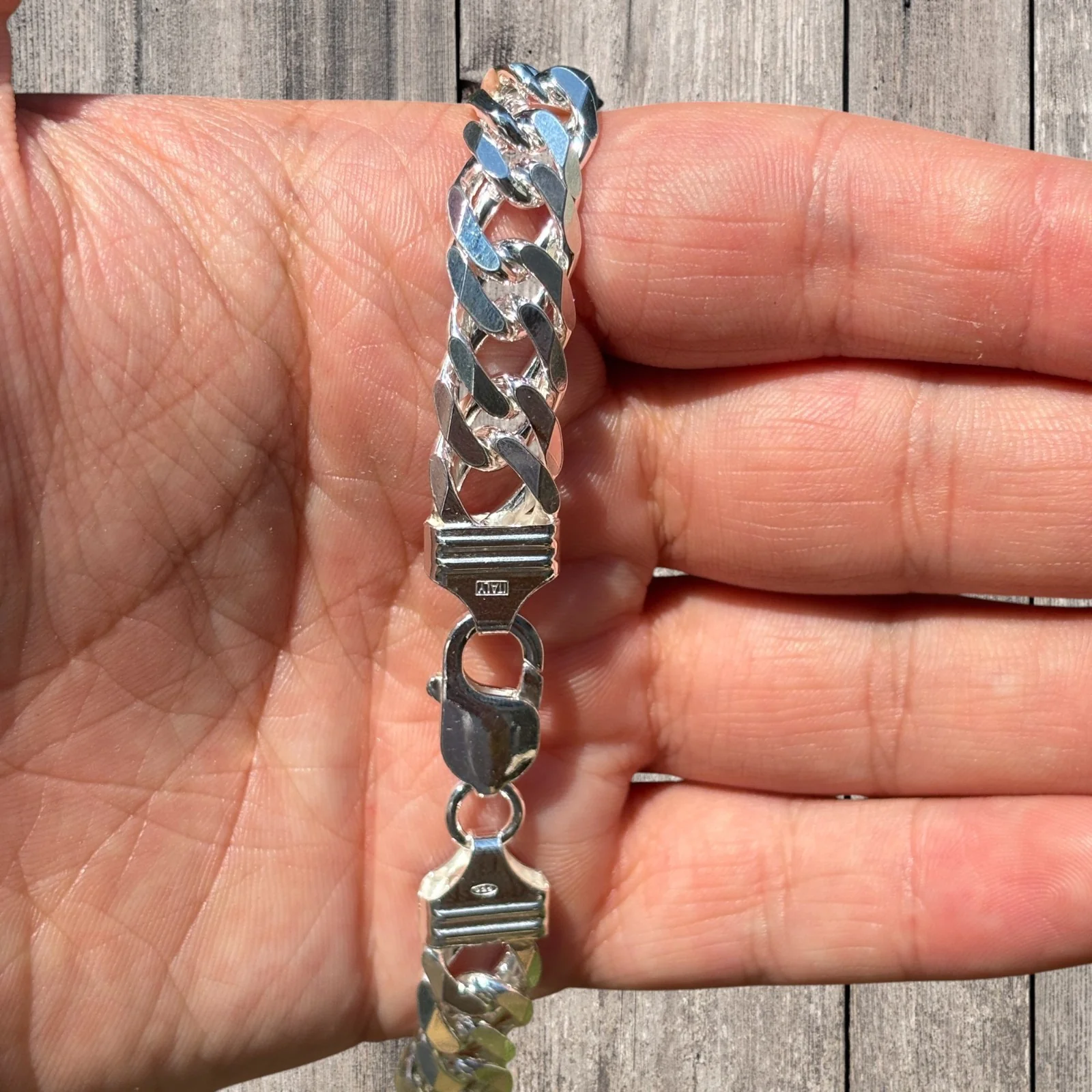 925 Sterling Silver 12mm Double Curb Chain Necklace - Image 8