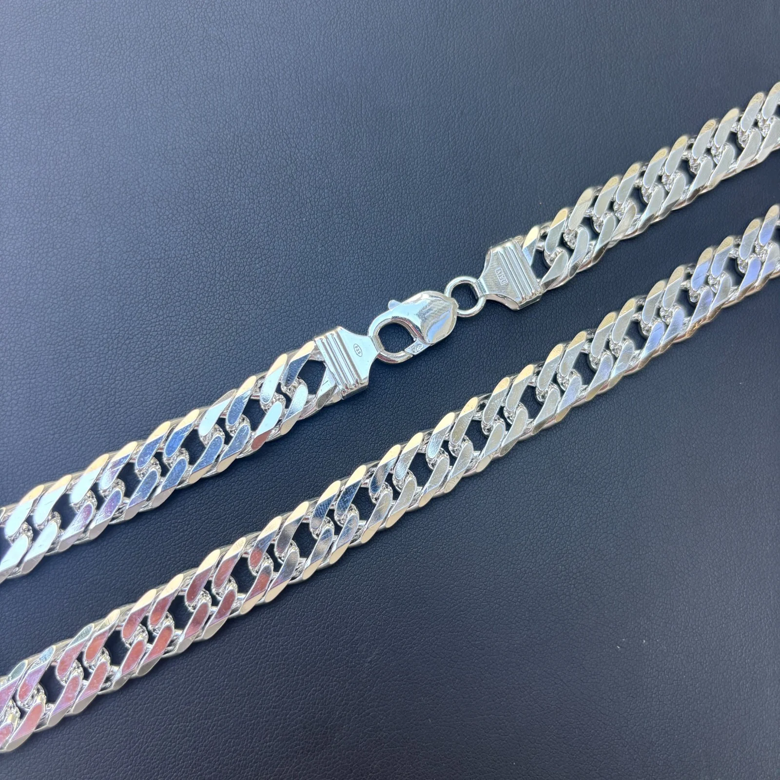 925 Sterling Silver 12mm Double Curb Chain Necklace - Image 9