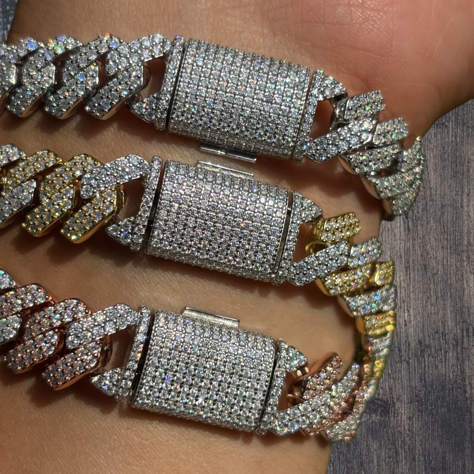 925 Sterling Silver 12mm Moissanite Cuban Prong Bracelet - Image 11