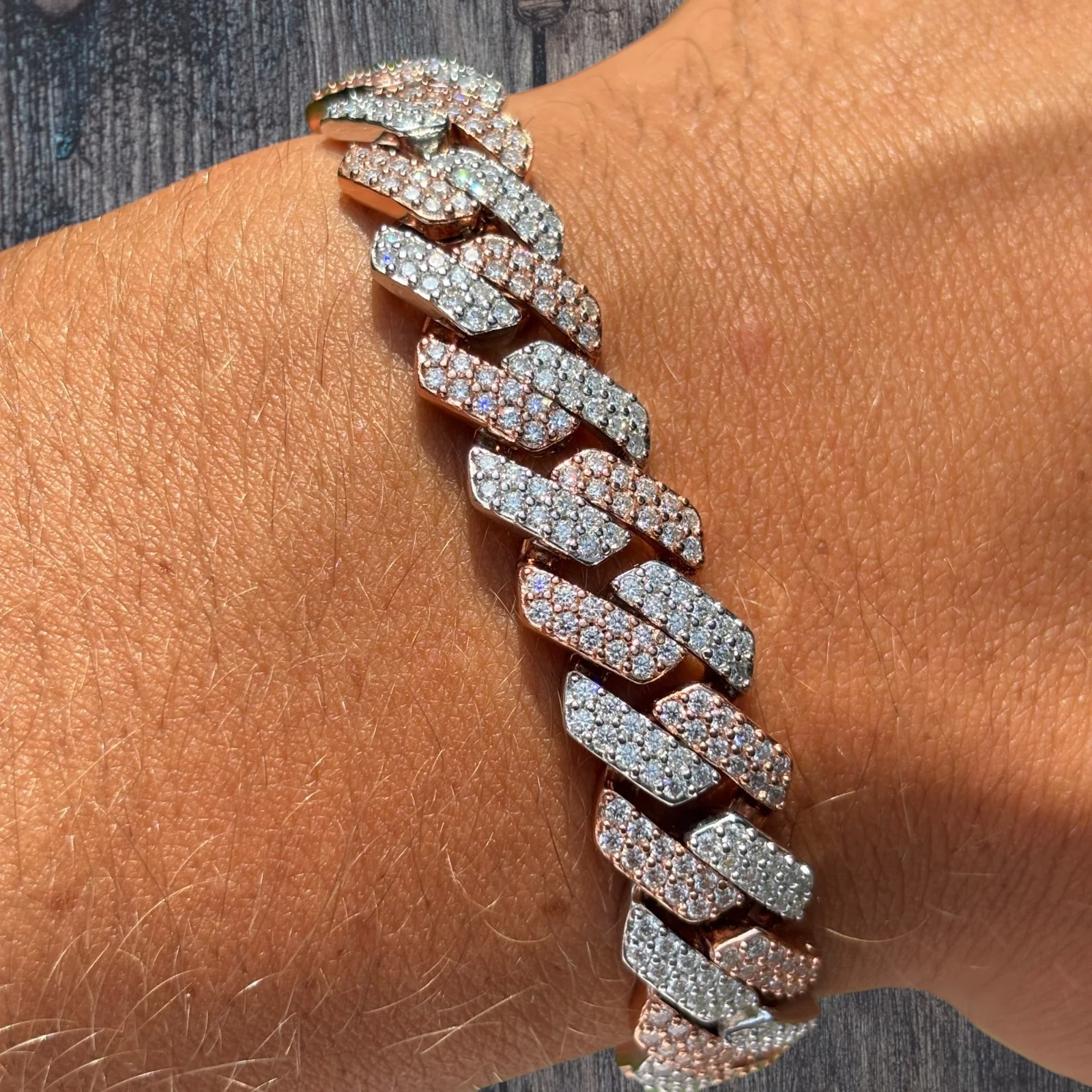 925 Sterling Silver 12mm Moissanite Cuban Prong Bracelet - Image 19