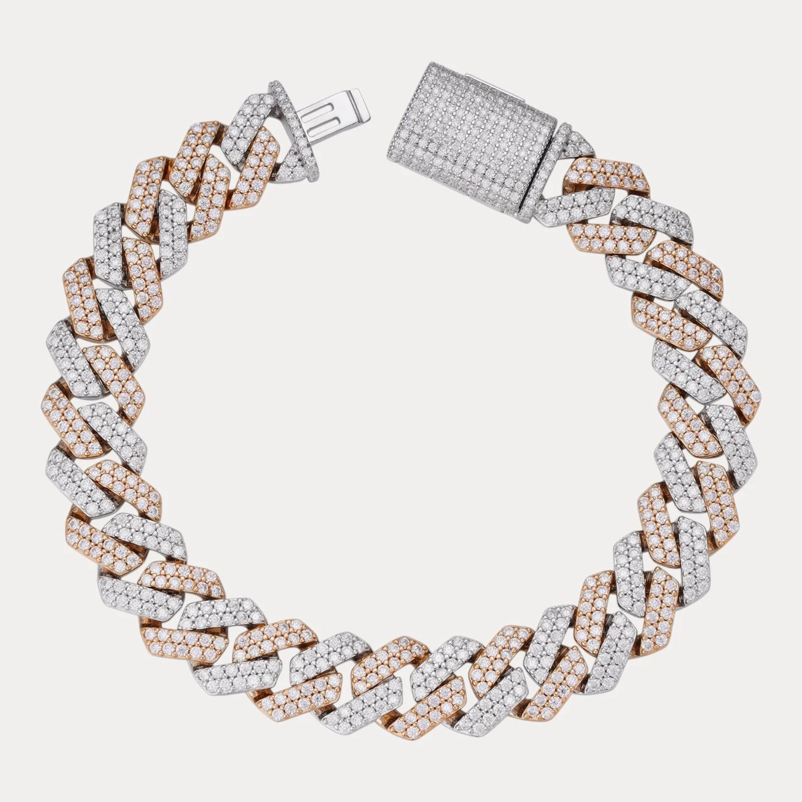 925 Sterling Silver 12mm Moissanite Cuban Prong Bracelet - Image 3