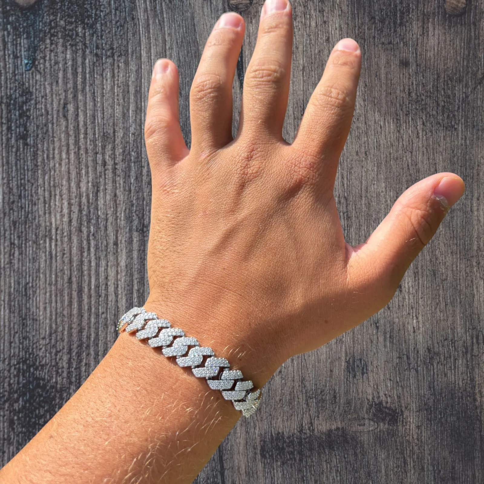 925 Sterling Silver 12mm Moissanite Cuban Prong Bracelet - Image 9