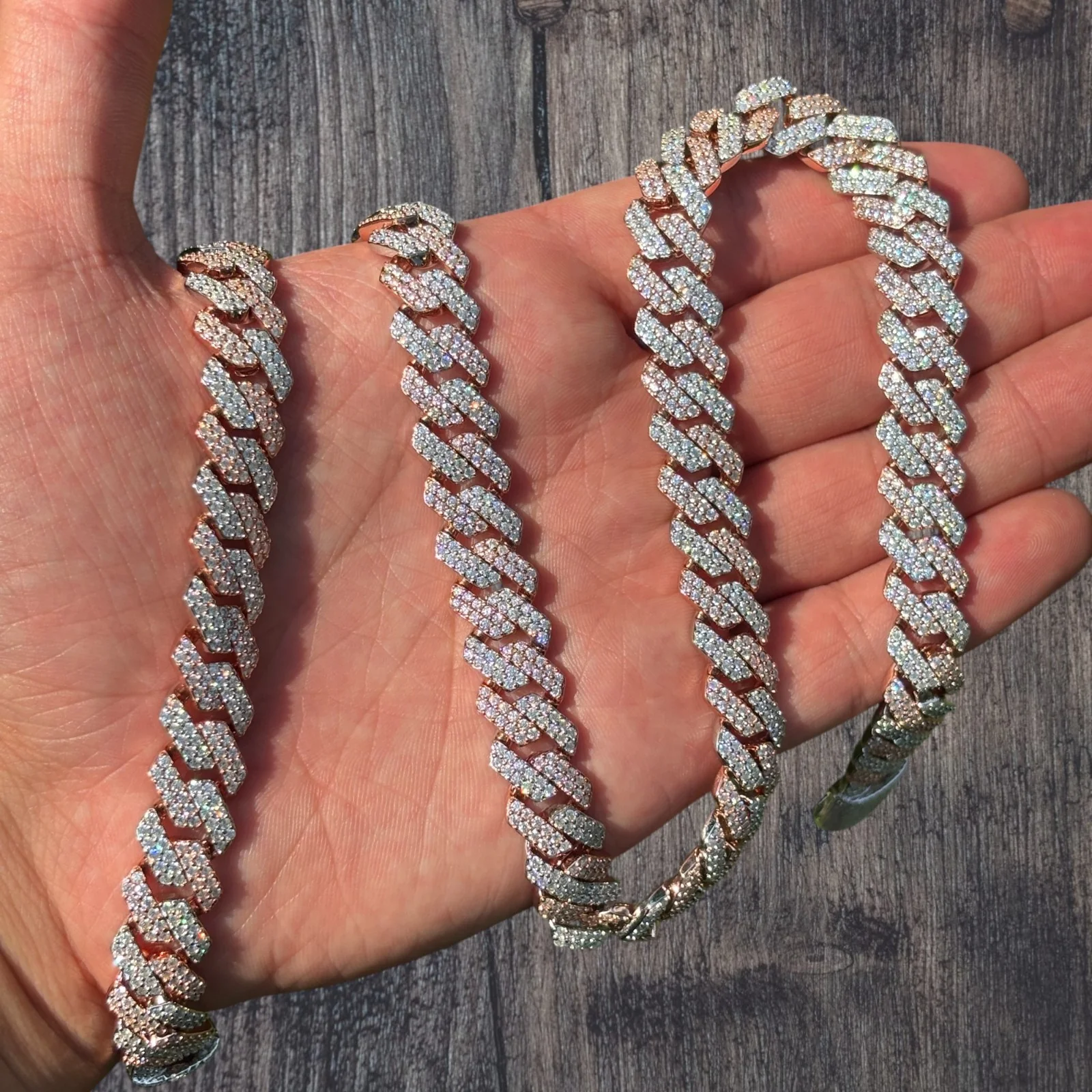 925 Sterling Silver 12mm Moissanite Miami Cuban Prong Chain Necklace - Image 10
