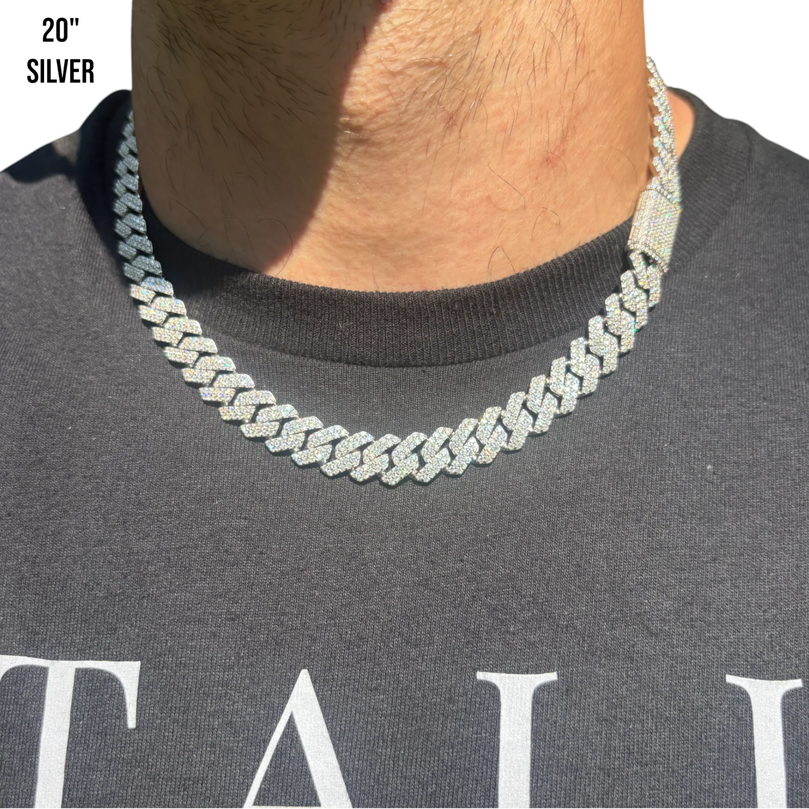 925 Sterling Silver 12mm Moissanite Miami Cuban Prong Chain Necklace - Image 18