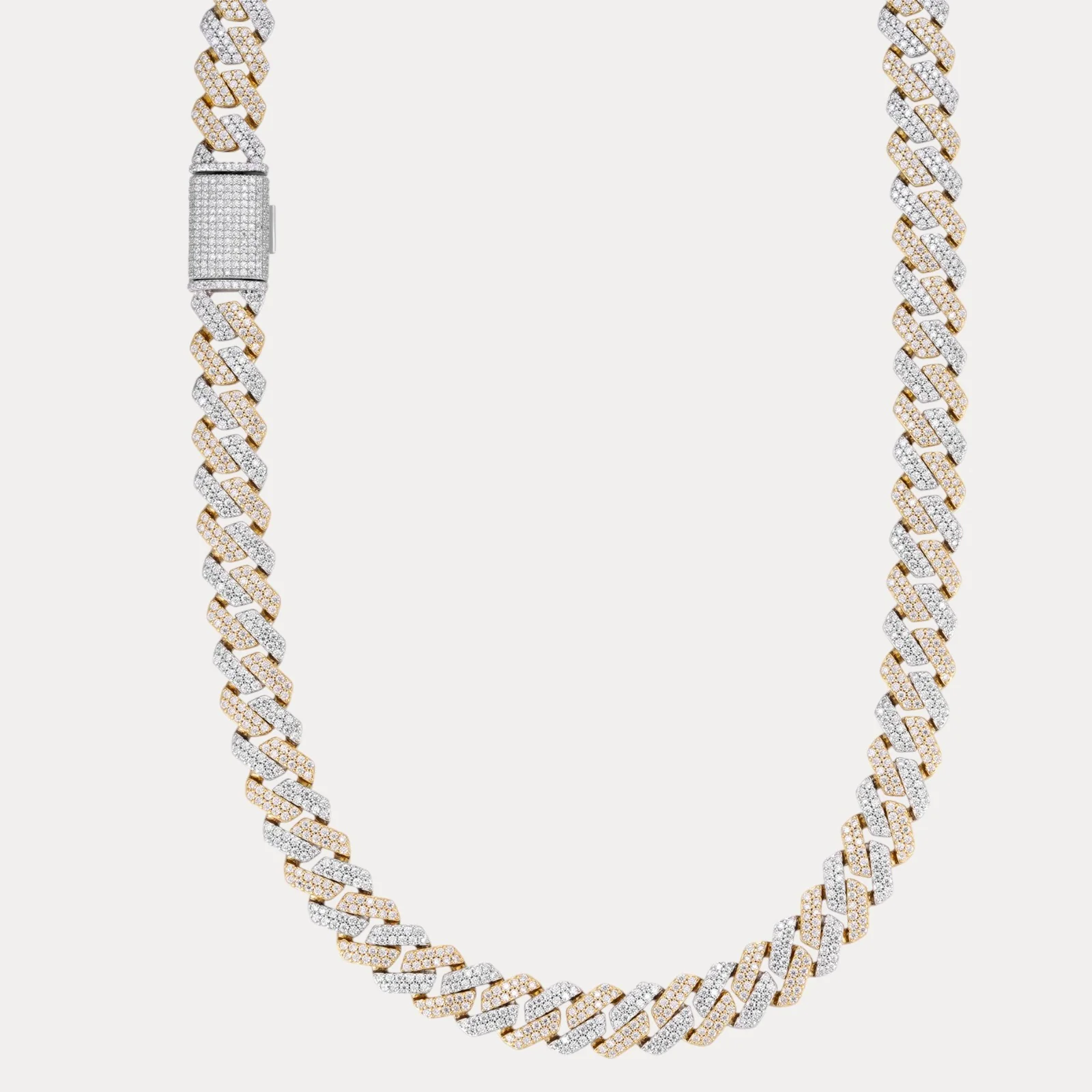 925 Sterling Silver 12mm Moissanite Miami Cuban Prong Chain Necklace - Image 2