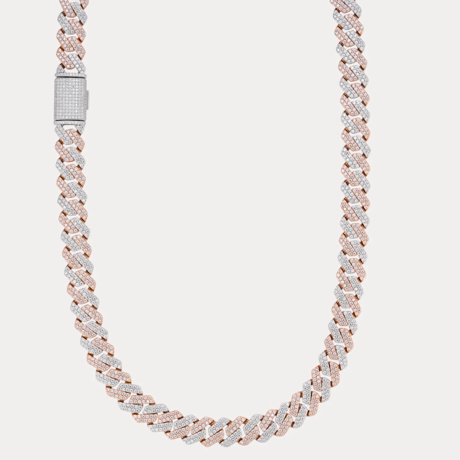 925 Sterling Silver 12mm Moissanite Miami Cuban Prong Chain Necklace - Image 3