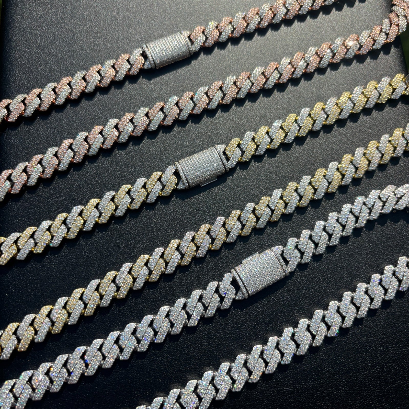 925 Sterling Silver 12mm Moissanite Miami Cuban Prong Chain Necklace - Image 5