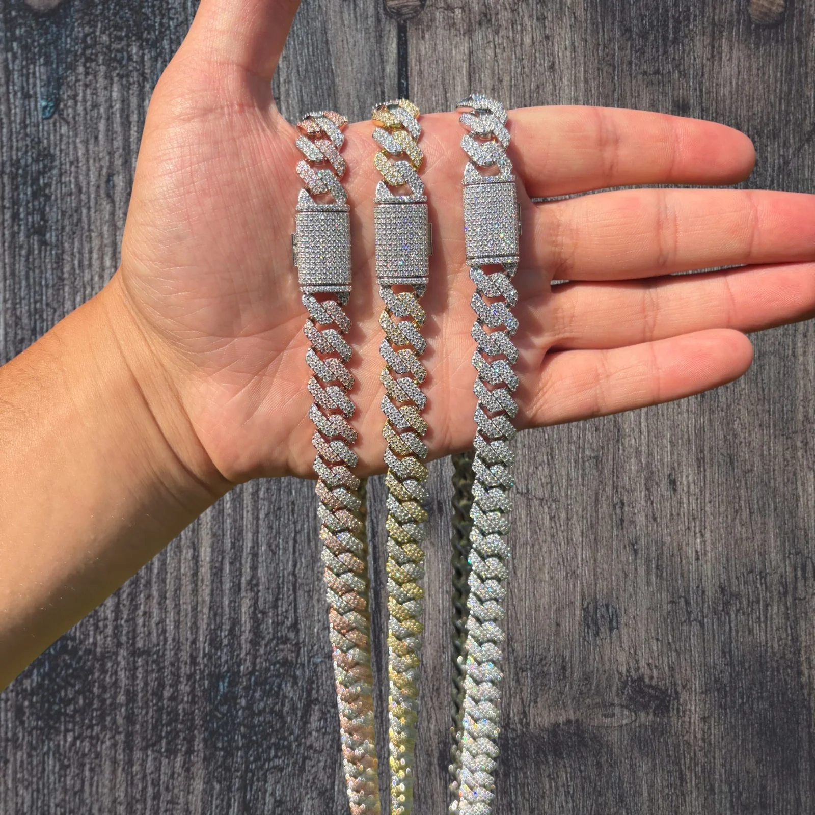 925 Sterling Silver 12mm Moissanite Miami Cuban Prong Chain Necklace - Image 7