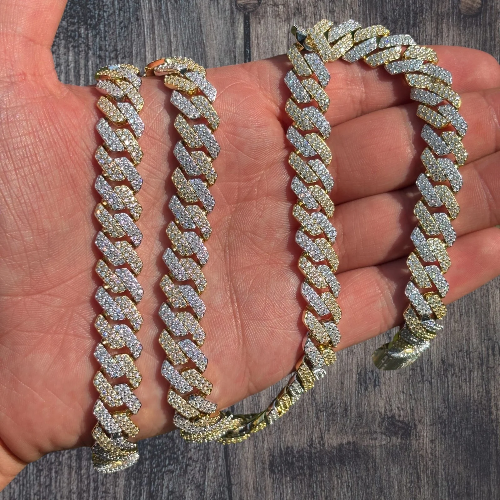 925 Sterling Silver 12mm Moissanite Miami Cuban Prong Chain Necklace - Image 9