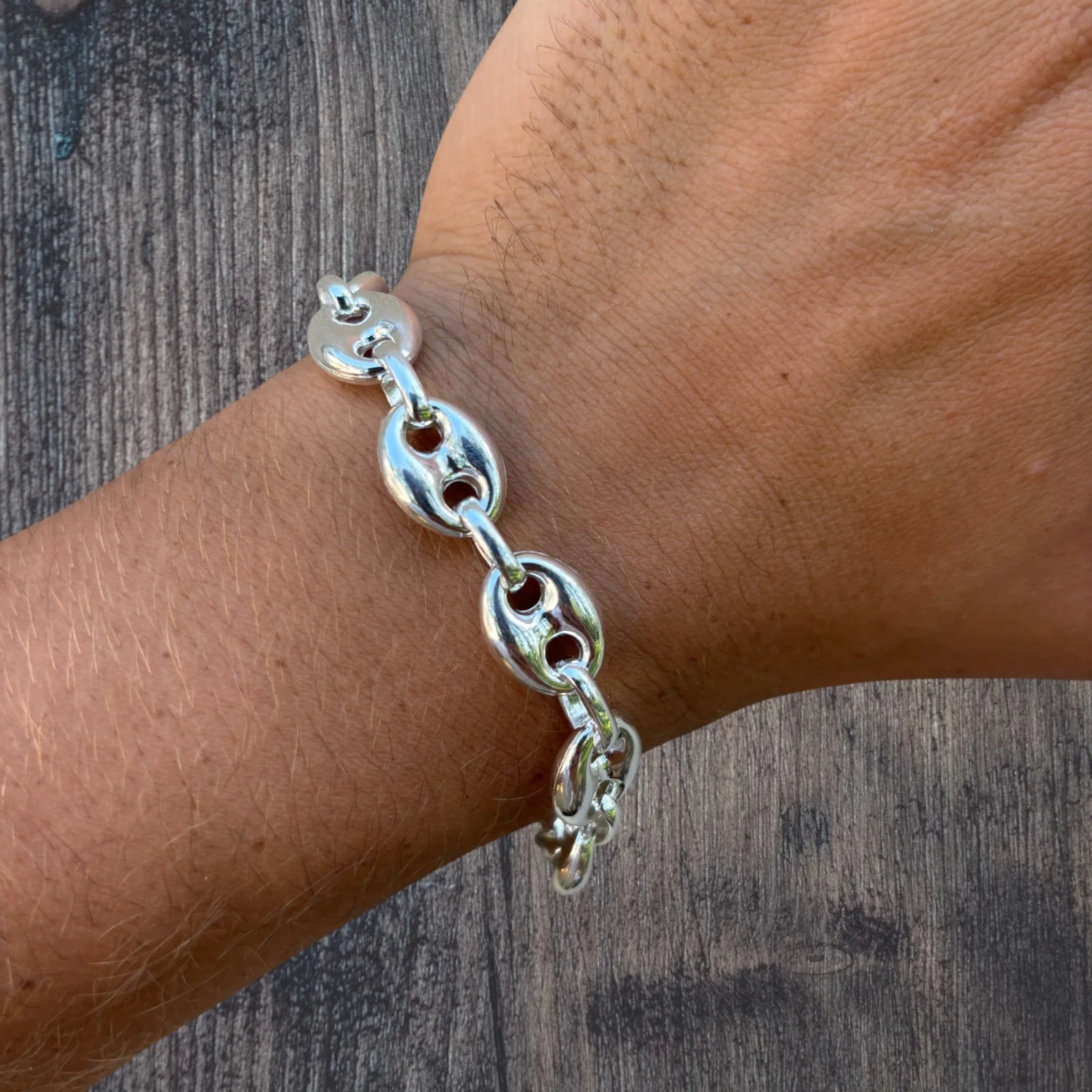925 Sterling Silver 12mm Puffed Gucci Bracelet - Image 10