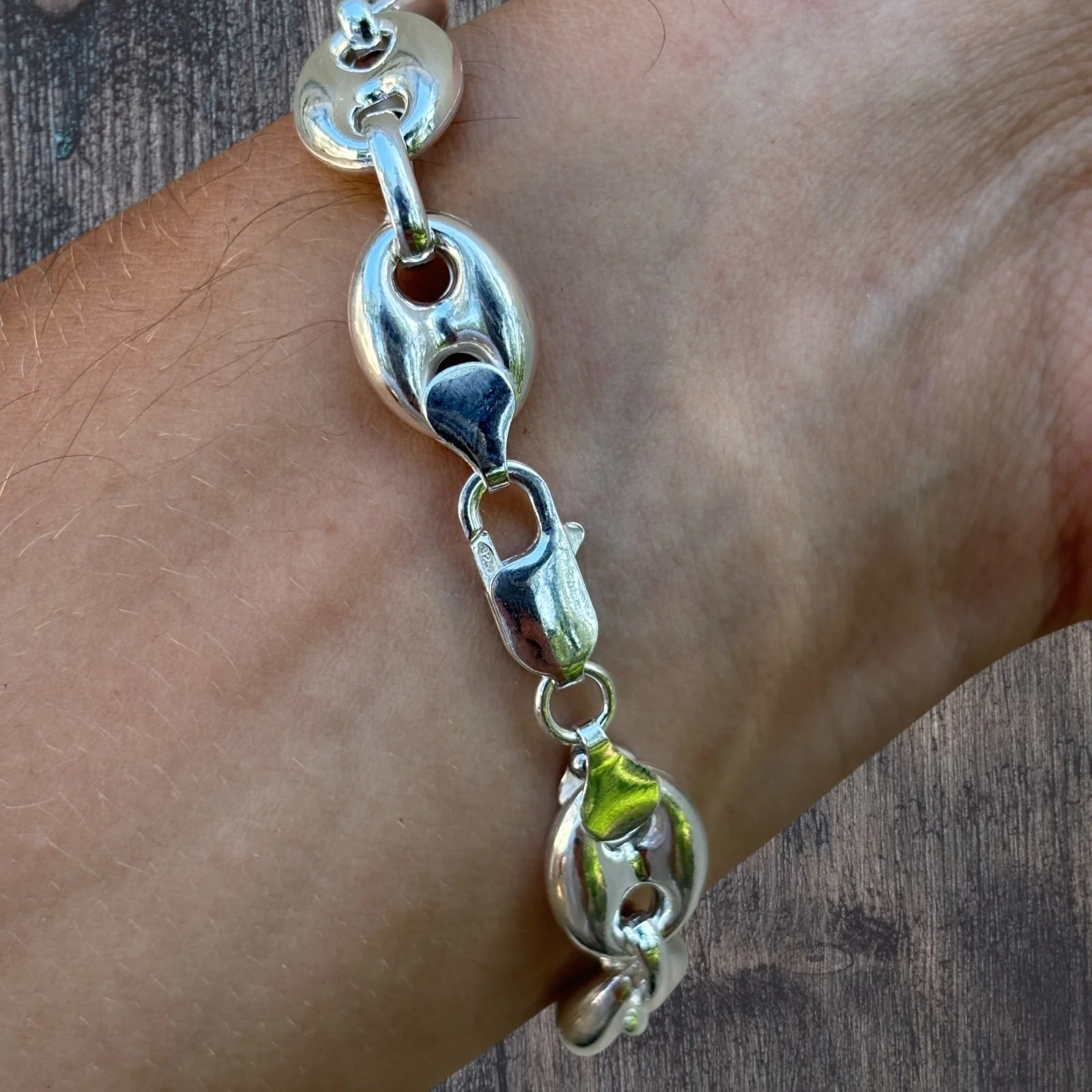 925 Sterling Silver 12mm Puffed Gucci Bracelet - Image 11