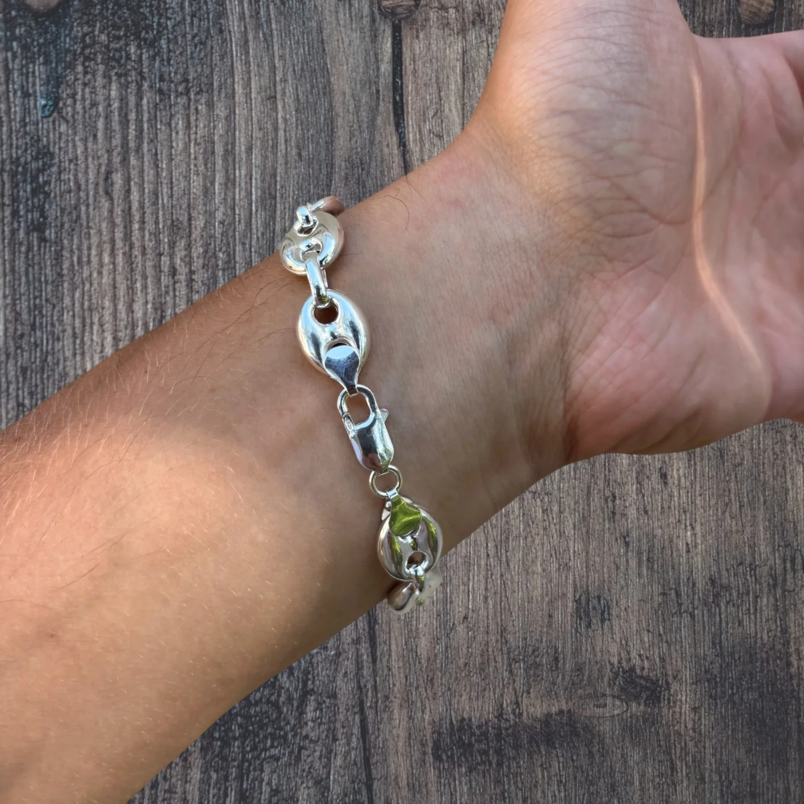 925 Sterling Silver 12mm Puffed Gucci Bracelet - Image 12