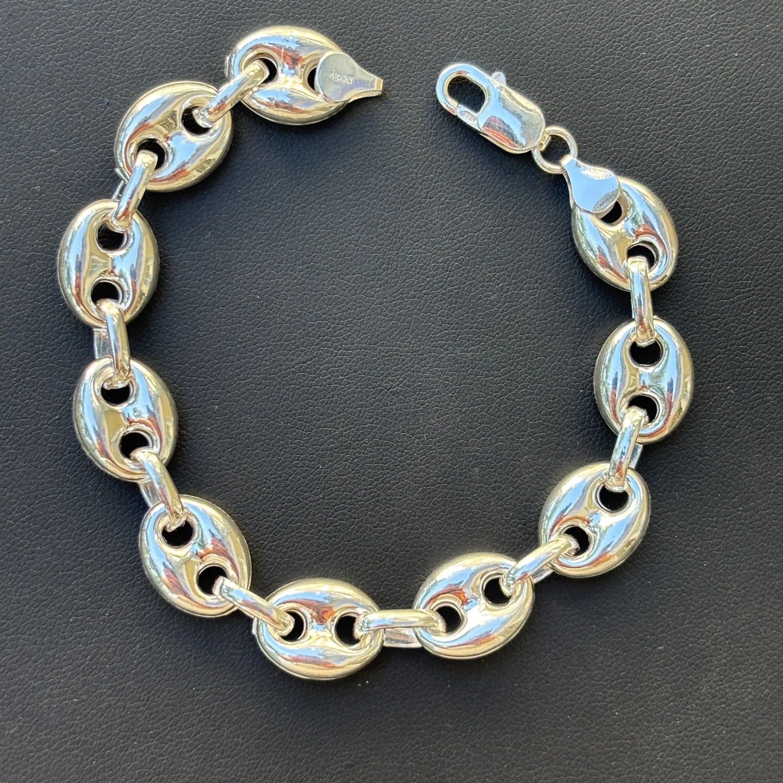 925 Sterling Silver 12mm Puffed Gucci Bracelet - Image 14