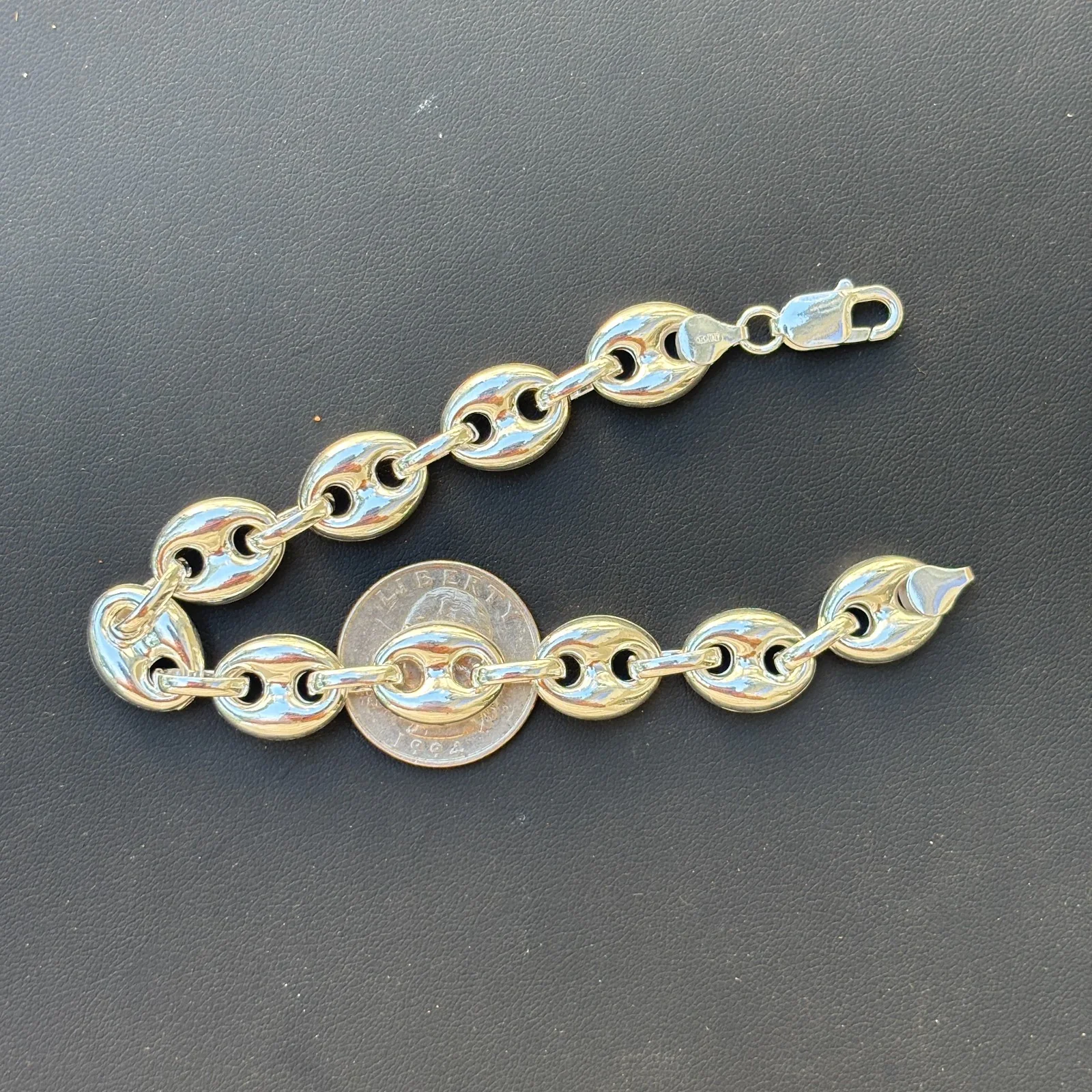 925 Sterling Silver 12mm Puffed Gucci Bracelet - Image 15