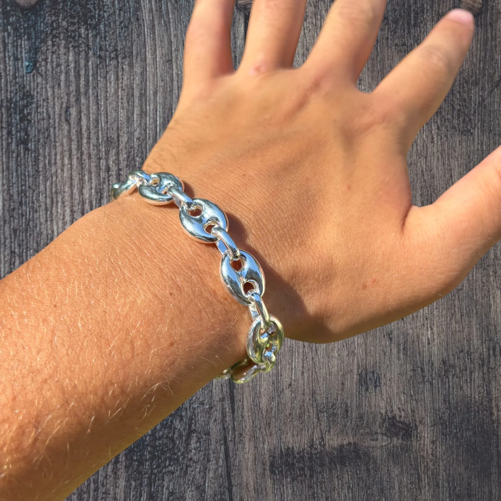 925 Sterling Silver 12mm Puffed Gucci Bracelet - Image 8