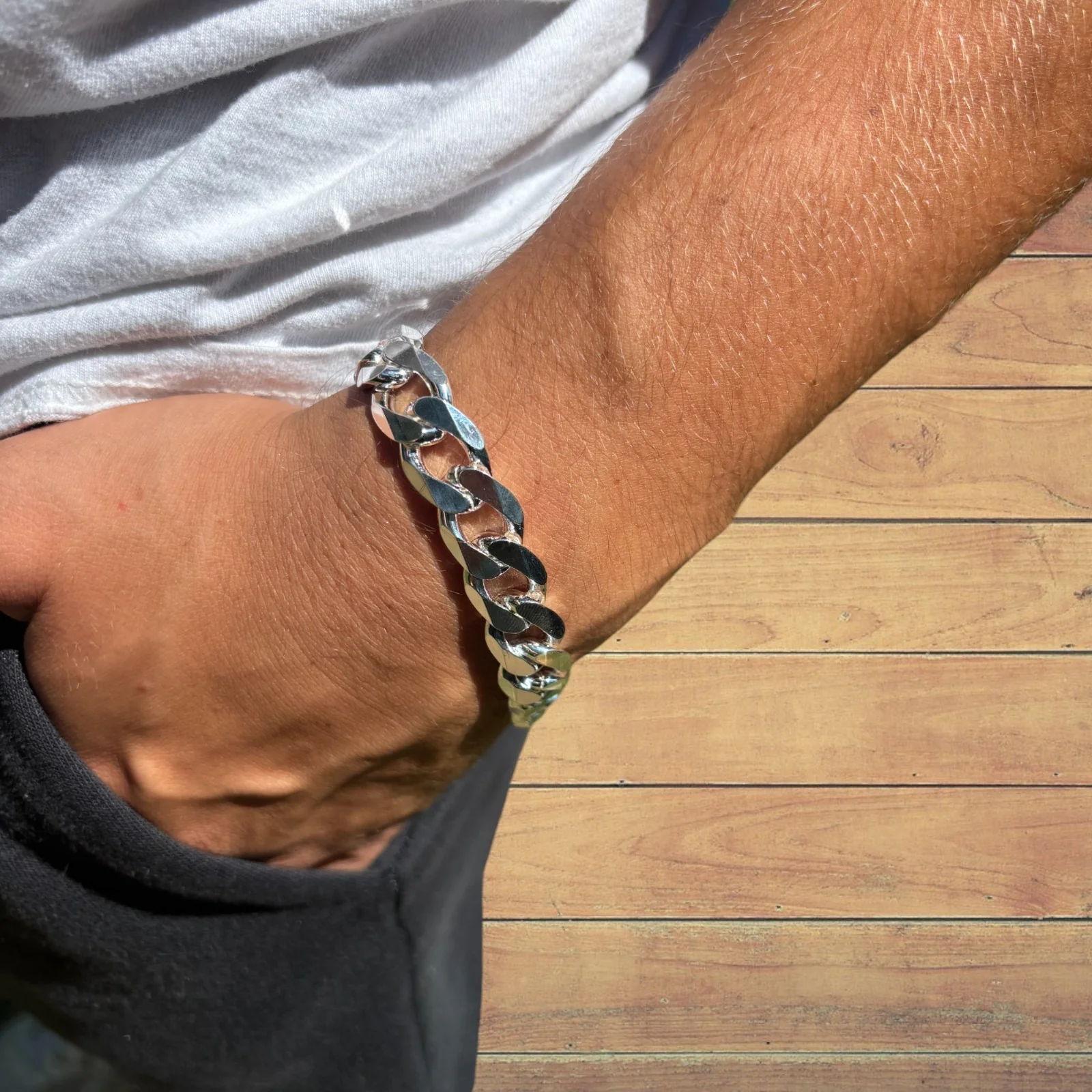 925 Sterling Silver 13.5mm Curb Bracelet - Image 10