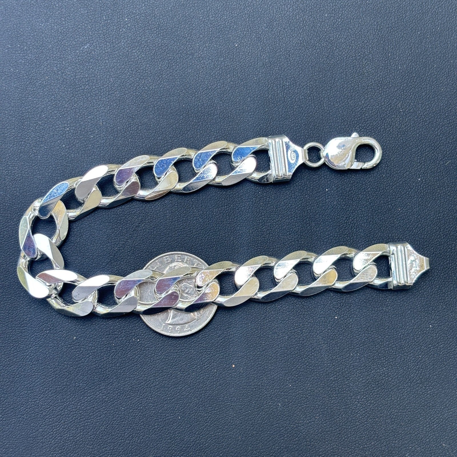 925 Sterling Silver 13.5mm Curb Bracelet - Image 12