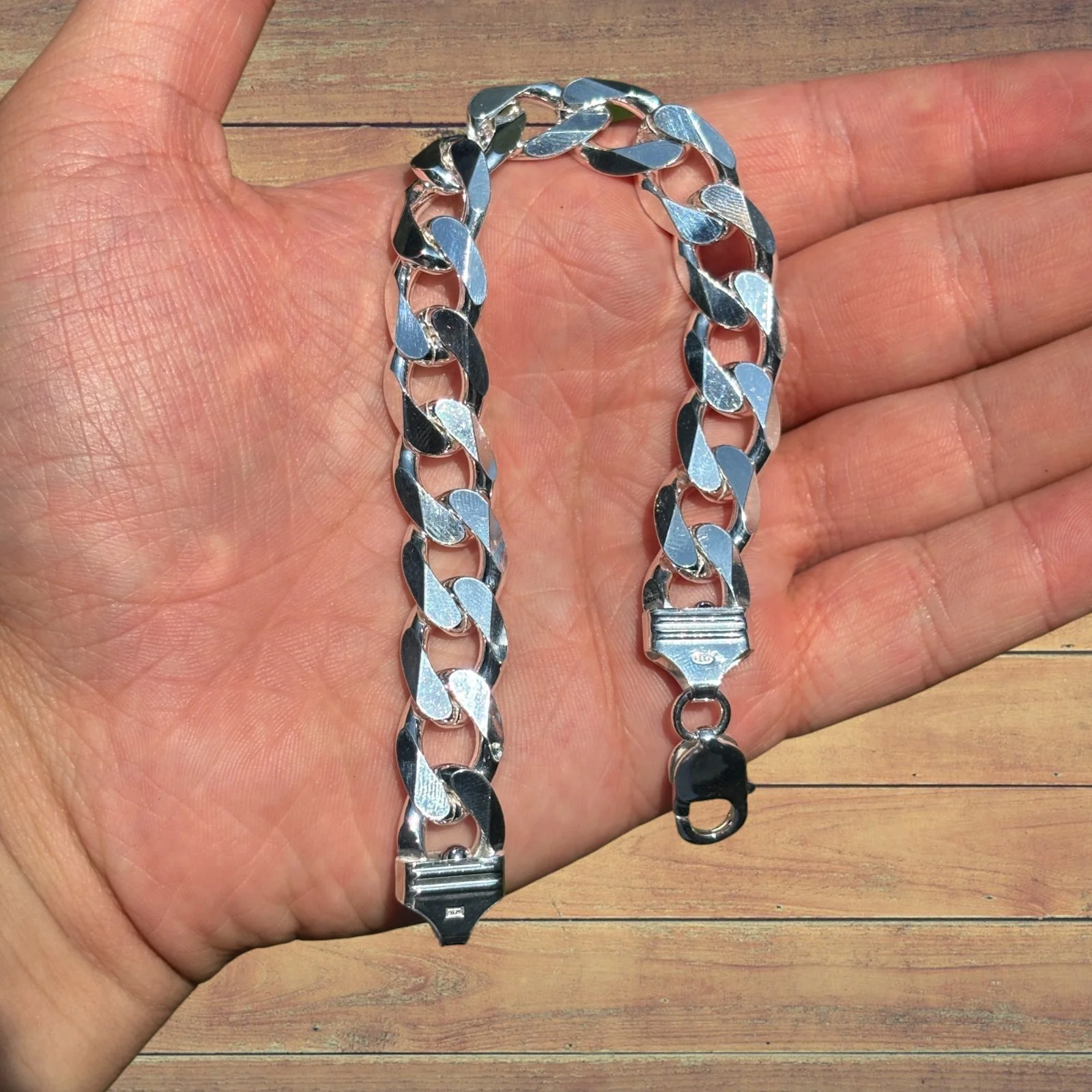 925 Sterling Silver 13.5mm Curb Bracelet - Image 4