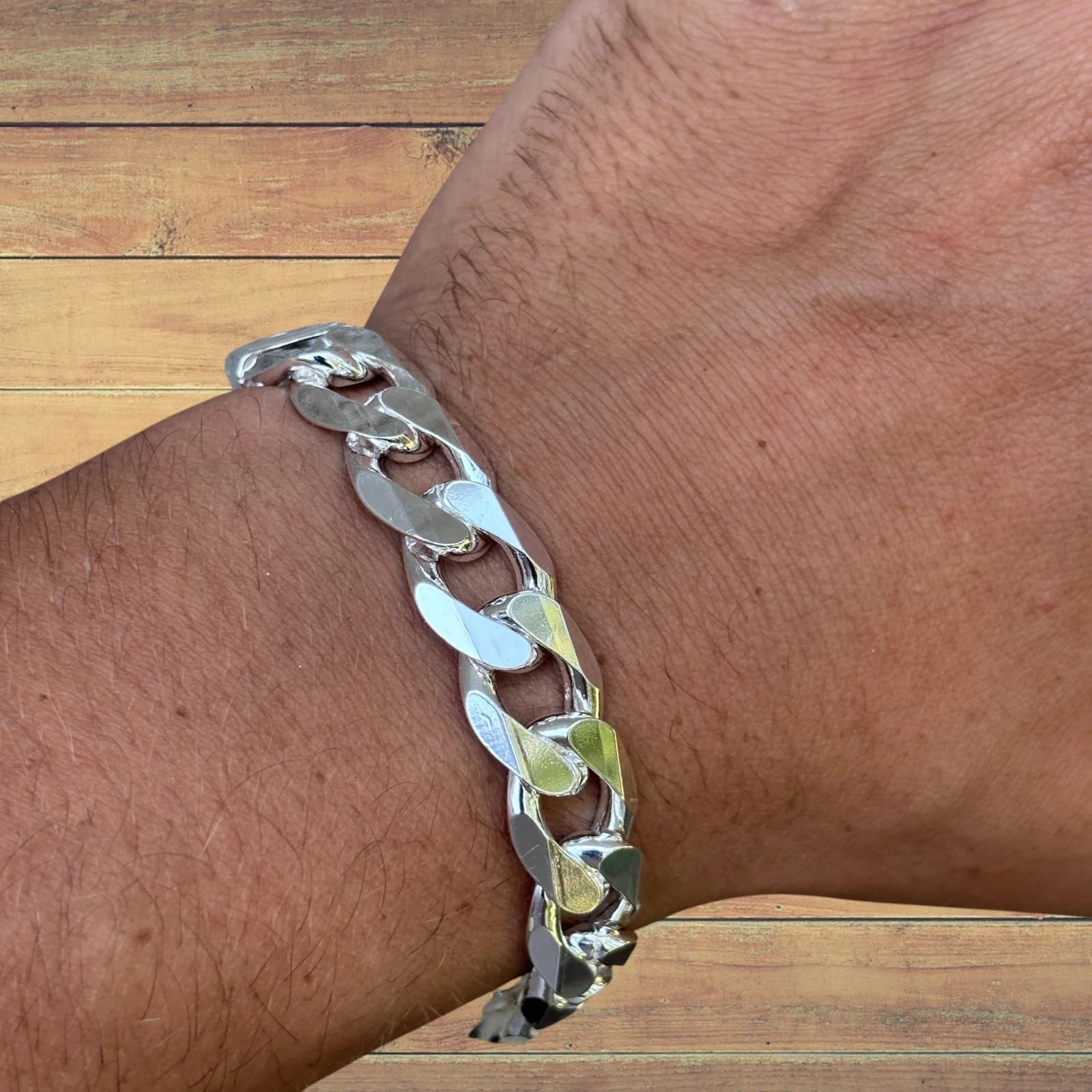 925 Sterling Silver 13.5mm Curb Bracelet - Image 8