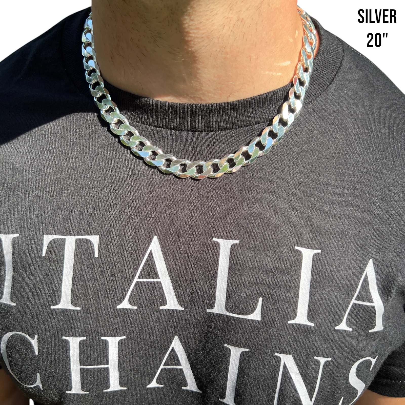 925 Sterling Silver 13.5mm Curb Chain Necklace - Image 12