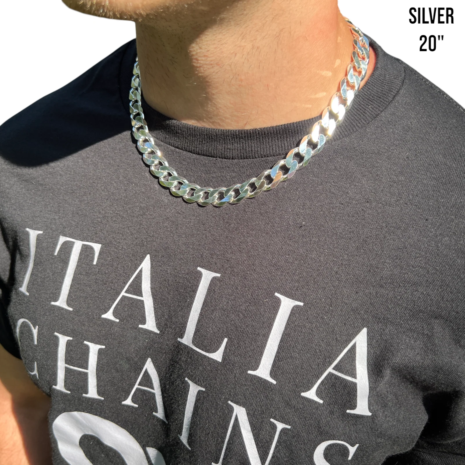 925 Sterling Silver 13.5mm Curb Chain Necklace - Image 13