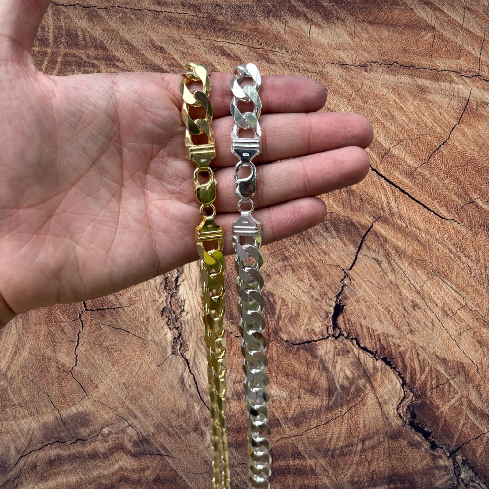925 Sterling Silver 13.5mm Curb Chain Necklace - Image 9