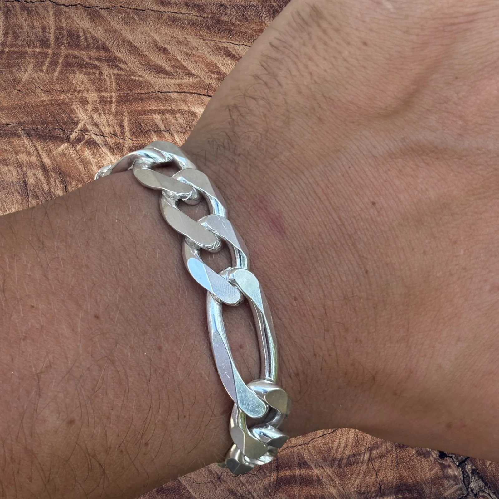 925 Sterling Silver 13mm Figaro Bracelet - Image 10