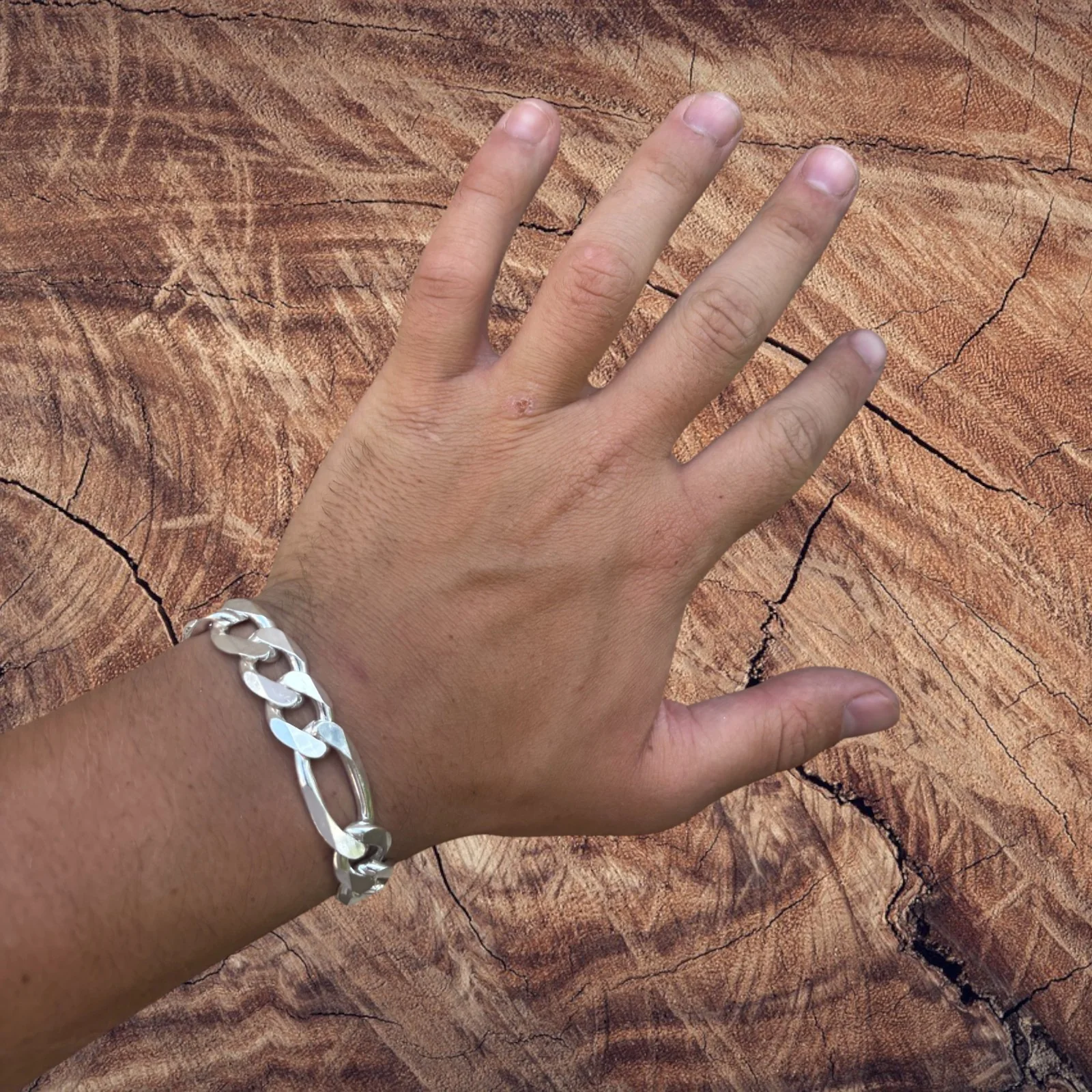 925 Sterling Silver 13mm Figaro Bracelet - Image 11