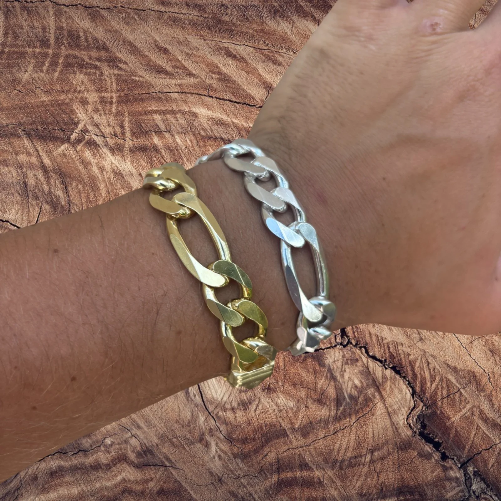 925 Sterling Silver 13mm Figaro Bracelet - Image 15